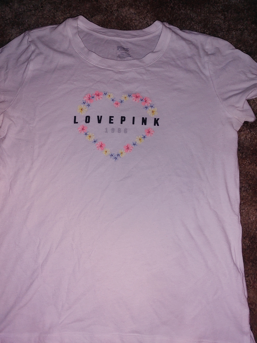 Love Pink Floral Heart Graphic Tee